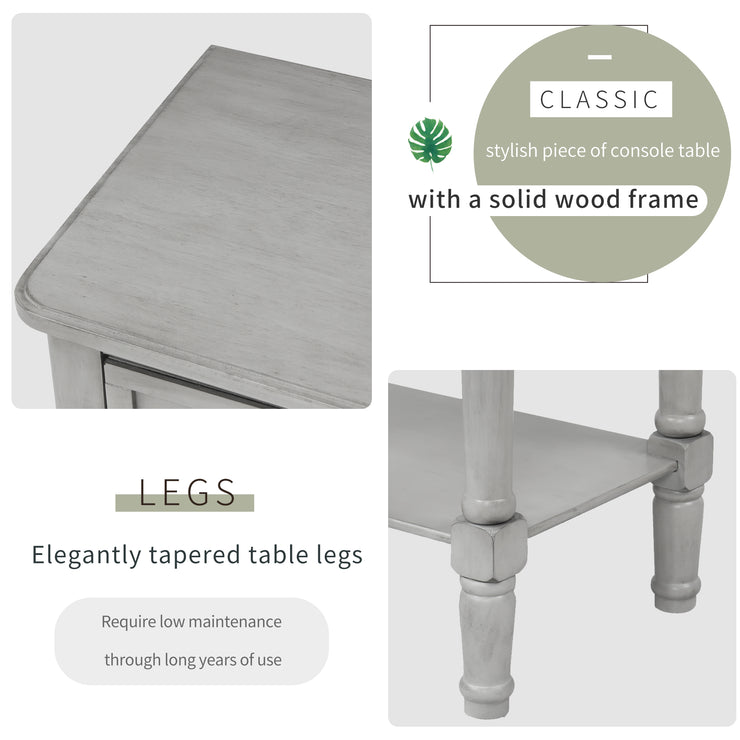 TREXM Narrow Console Desk, Thin Sofa Table with Three Storage Drawers