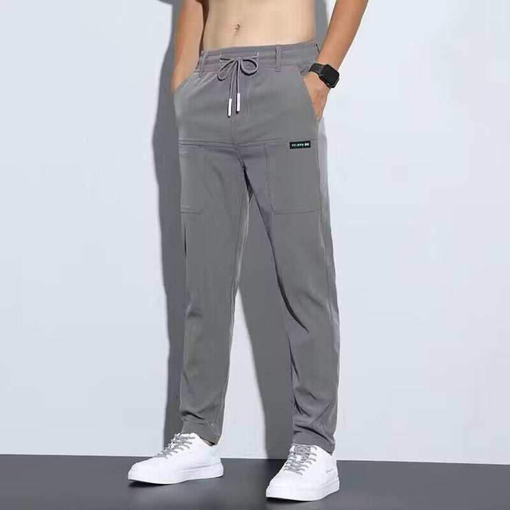 Thin ice silk pants for men, business men, casual pants,