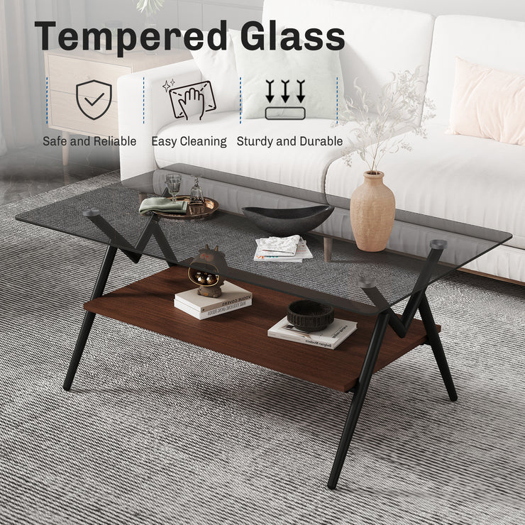 Rectangle Coffee Table with Tempered Glass