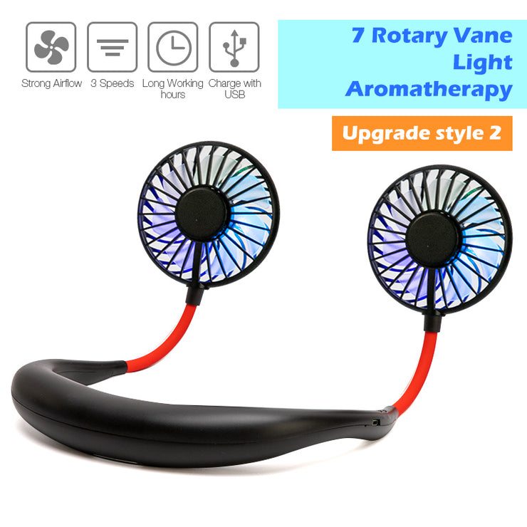 Mini USB Portable Fan Neck Fan Neckband With Rechargeable Battery Small Desk Fans handheld  Air Cooler Conditioner for Room