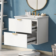 Modern 24-Inch Wall-Mounted Bathroom vanity with 2 Drawers,