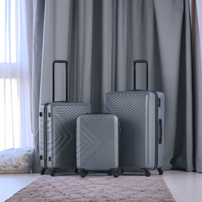 3 Piece Luggage Sets ABS Lightweight Suitcase with Two Hooks
