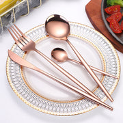 Portuguese Stainless Steel Knife Fork Spoon Golden Steak Knife Fork Set