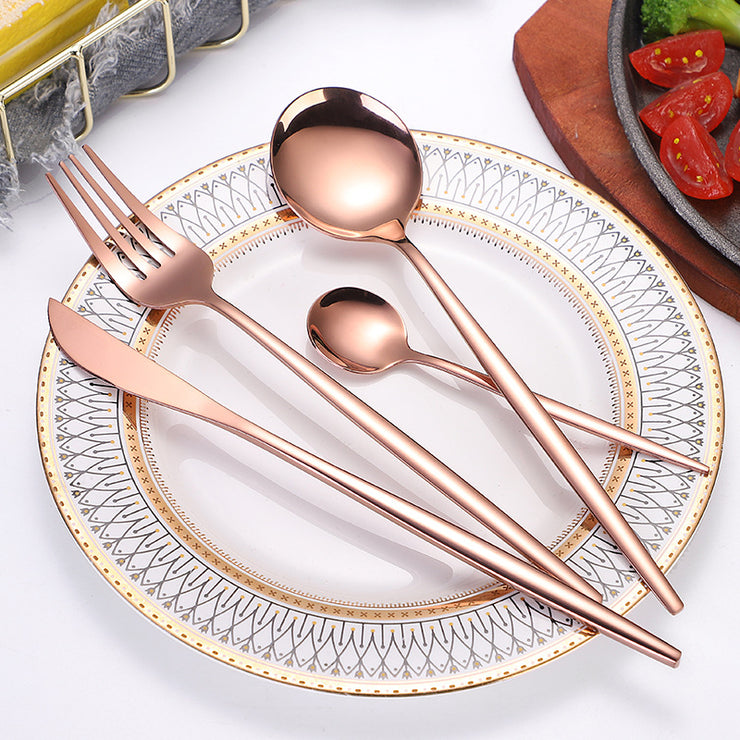 Portuguese Stainless Steel Knife Fork Spoon Golden Steak Knife Fork Set