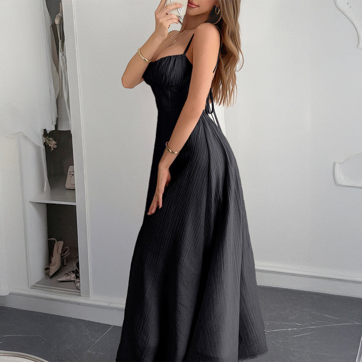 Diyun Casual Vacation Mini Strap Slim Long Dress Women's