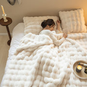 Double-sided Rabbit Fleece Blanket Solid Color Faux