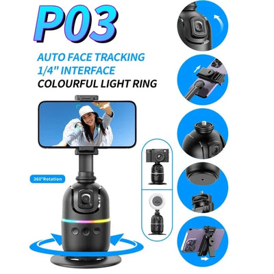 P03  AI Smart Gimbal 360° Auto Face Tracking Gimbal All-in-one Rotation