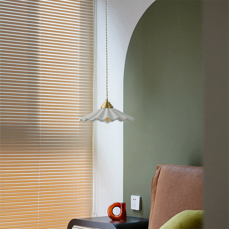 All-Copper Ceramic Floral Pendant Light
