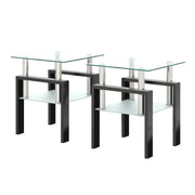 Set of 2, Modern Tempered Glass Tea Table Coffee Table End Table,