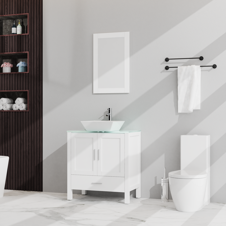 Goodyo 30" Bathroom Vanity and Sink Combo Glass