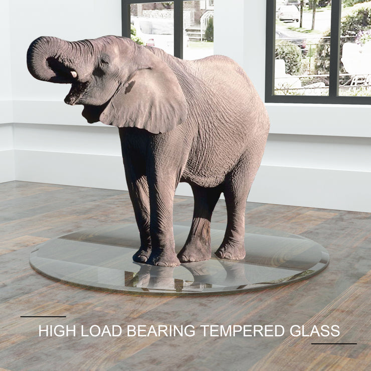 36" Inch Round Tempered Glass Table Top Clear Glass 1/4" Inch