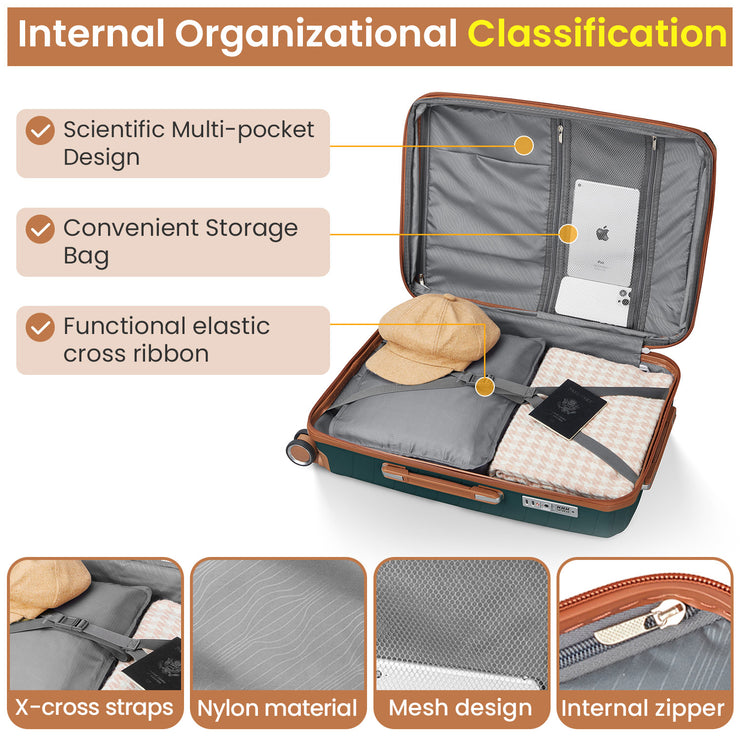 Luggage set of 4 pieces (14/20/24/28) with 4 360 degree