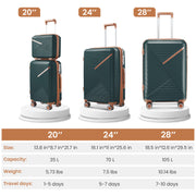 Luggage set of 4 pieces (14/20/24/28) with 4 360 degree