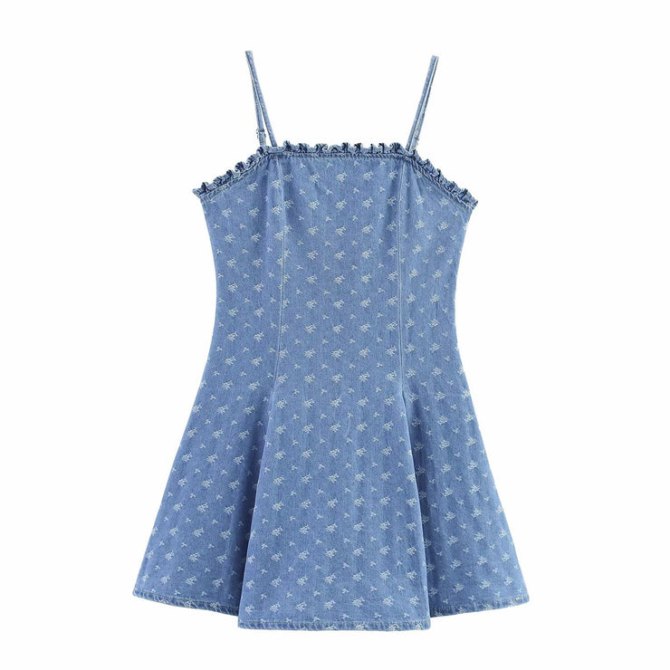 Women's Clothing Washed Adjustable Shoulder Strap Denim Shorts Strapless Dress