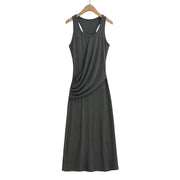 Wrinkled waist to show figure, U-neck sleeveless vest dress, dress