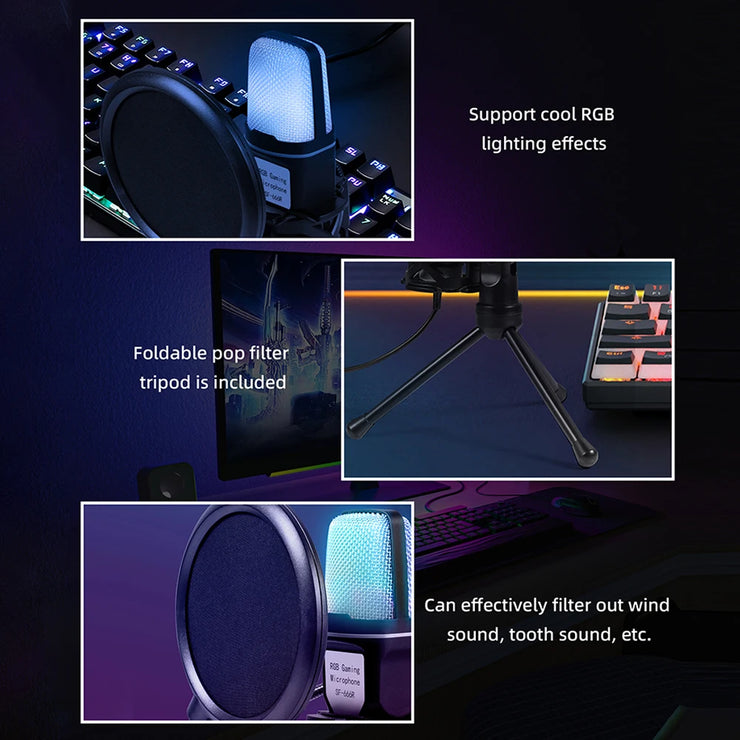 SF-666R condenser microphone RGB seven color luminous microphone with