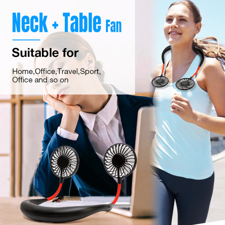 Mini USB Portable Fan Neck Fan Neckband With Rechargeable Battery Small Desk Fans handheld  Air Cooler Conditioner for Room