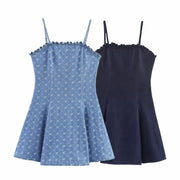 Women's Clothing Washed Adjustable Shoulder Strap Denim Shorts Strapless Dress