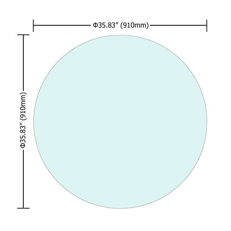 36" Inch Round Tempered Glass Table Top Clear Glass 1/4" Inch