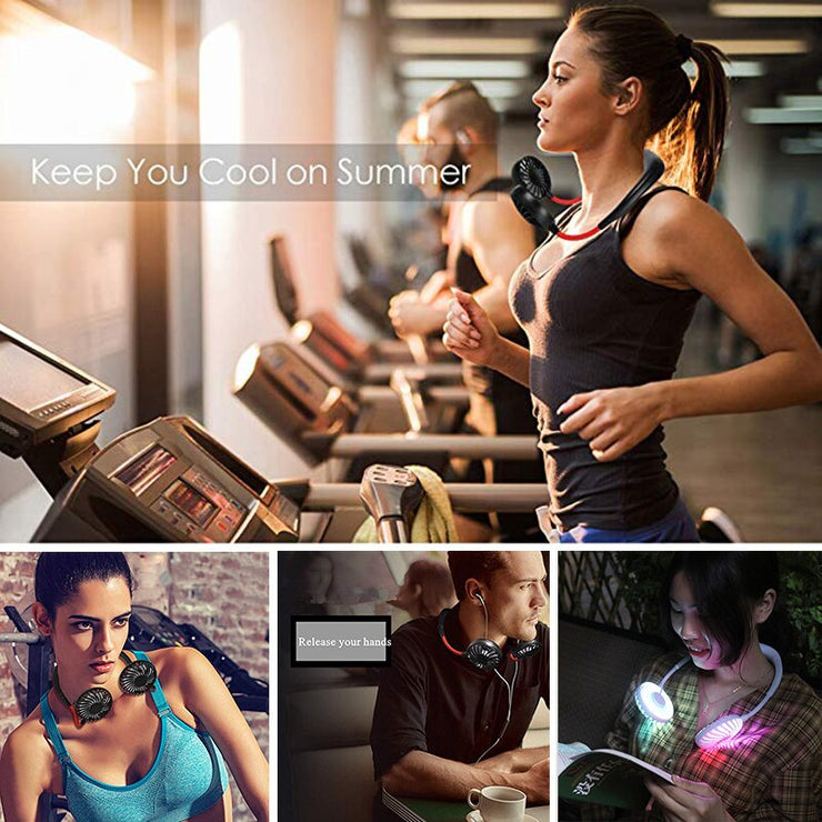 Mini USB Portable Fan Neck Fan Neckband With Rechargeable Battery Small Desk Fans handheld  Air Cooler Conditioner for Room