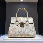 Luxury Designer Brand New High Quality Leather Snake Print Large Capacity