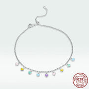 Rainbow Love Foot Chain Solid Silver S925 Foot Ornament