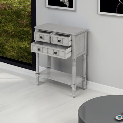 TREXM Narrow Console Desk, Thin Sofa Table with Three Storage Drawers