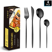 Portuguese Stainless Steel Knife Fork Spoon Golden Steak Knife Fork Set
