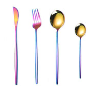 Portuguese Stainless Steel Knife Fork Spoon Golden Steak Knife Fork Set