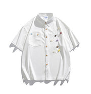 Cloud button short sleeved shirt for men and women