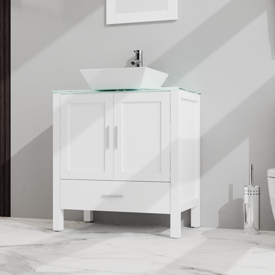 Goodyo 30" Bathroom Vanity and Sink Combo Glass