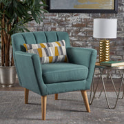 Mid Century Modern Fabric Club Chair, 28.30" W x 27.60" D x 31.50" H, Dark Teal/Natural