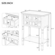 TREXM Narrow Console Desk, Thin Sofa Table with Three Storage Drawers