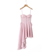 Sexy strap fishbone asymmetrical skirt suspender dress
