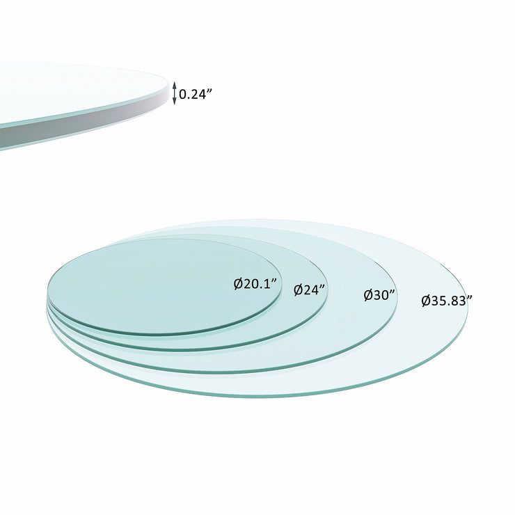 36" Inch Round Tempered Glass Table Top Clear Glass 1/4" Inch