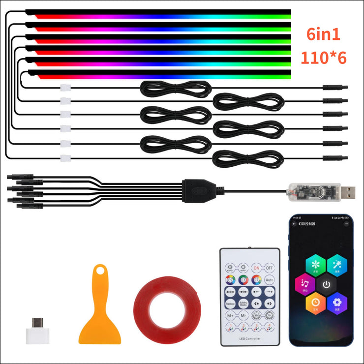 10 in 1 Car LED Acrylic Light Strip RGB Symphony Auto Interior