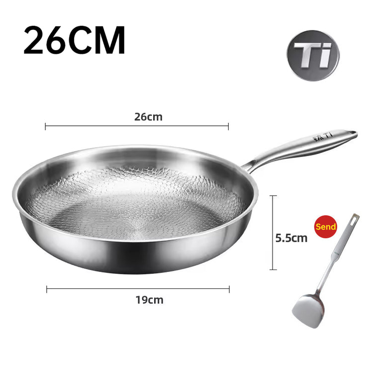 German uncoated pure titanium frying pan with fish
