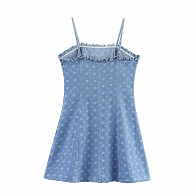 Women's Clothing Washed Adjustable Shoulder Strap Denim Shorts Strapless Dress