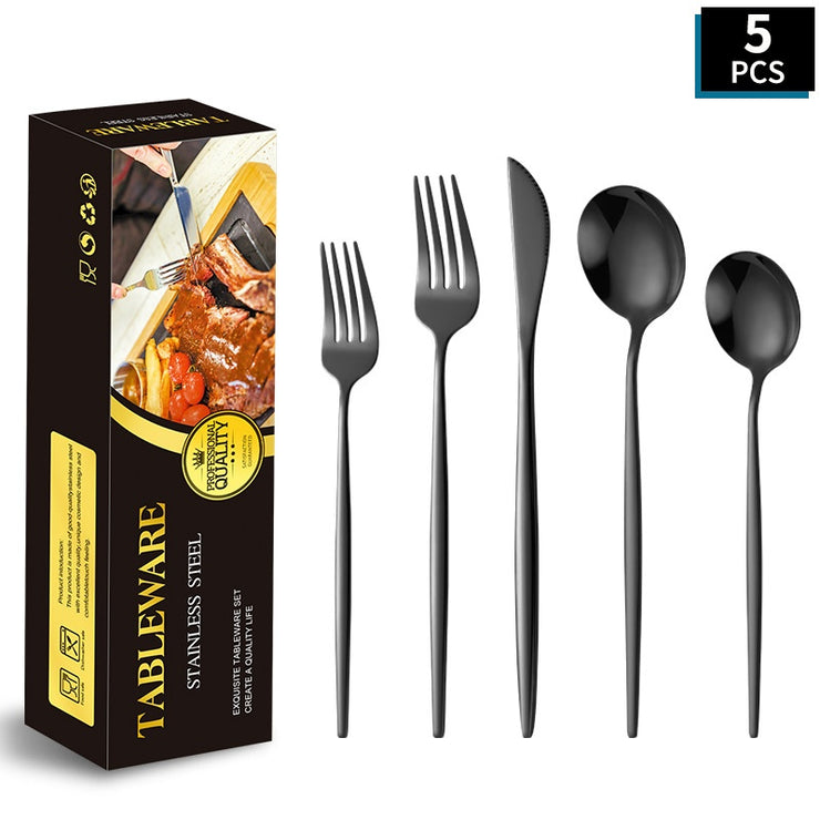 Portuguese Stainless Steel Knife Fork Spoon Golden Steak Knife Fork Set
