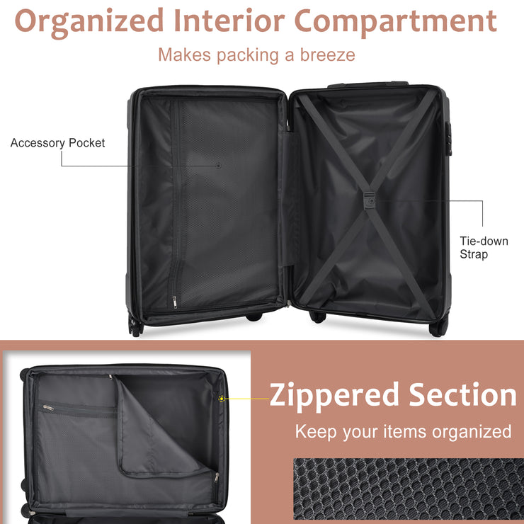 Hard shell luggage set 6-piece luggage set, expandable lightweight