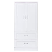 Tall Bathroom Storage Cabinet, Cabinet with Two Doors and Drawers, Adjustable Shelf, MDF Board, White