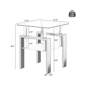 Set of 2, Modern Tempered Glass Tea Table Coffee Table End Table,