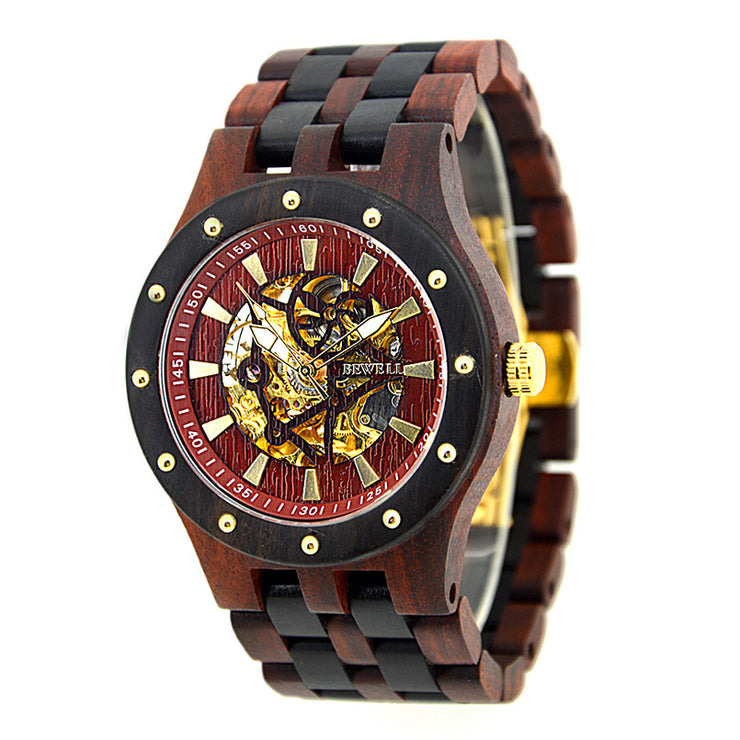 Wood Watch Top Luxury Automatic hollow mechanical watch Men
