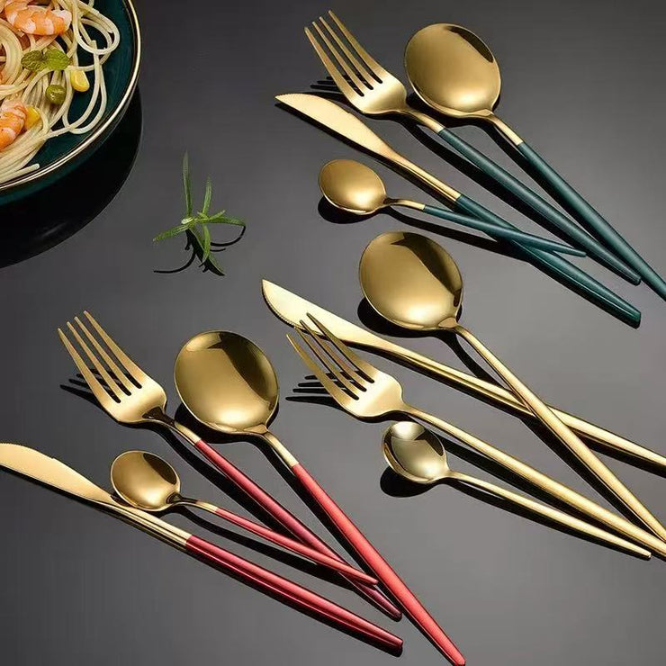 Stainless Steel Cutlery Set with Portuguese Gold Spray
