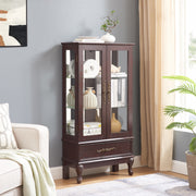 Curio cabinet lighting glass cabinet with adjustable glass frame, 2 doors and 1 drawer