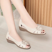 Fish Mouth Heeled Sandals for Women, Soft Leather and Comfortable Sole,