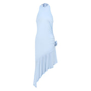 Sexy Strapless Backless Asymmetrical Pleated Dress for Women