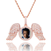 Angel Wings Large DIY Photo Frame Pendant Full Zircon Jewelry