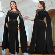 Cape sleeve evening gown dress