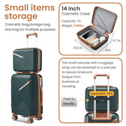 Luggage set of 4 pieces (14/20/24/28) with 4 360 degree